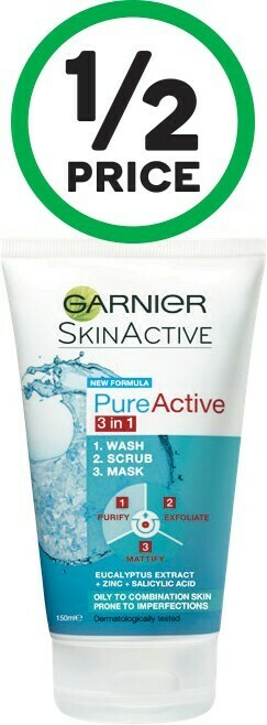 Woolworths Garnier Pure Active Anti Acne 3 in 1 Wash, Scrub & Mask 150ml offer