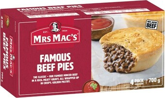 Woolworths Mrs Mac’s Pies, Potato Pie or Sausage Rolls 700-760g Pk 4 offer