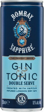 Woolworths Bombay Sapphire Double Serve Gin & Tonic Cans 4x250ml offer