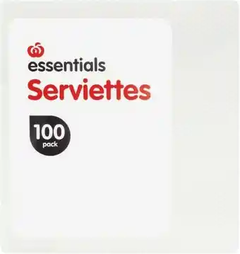 Woolworths Woolworths Essentials Serviettes Pk 100 offer