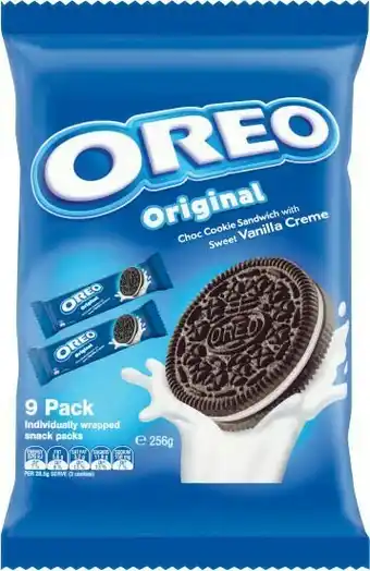 Coles Oreo Grab’n Go Cream Biscuits 9 Pack 256g offer
