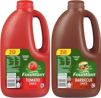 Coles Fountain Tomato or Barbecue Value Pack Sauce 2 Litre offer