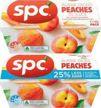 Coles SPC Diced Fruit in Juice Cups 4 Pack 113g-120g offer