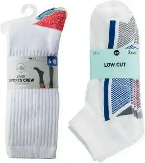 Coles Mix Mens Crew Socks or Low Cut Socks 3 Pack offer
