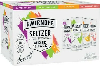 Coles Smirnoff Seltzer Mixed Cans 12x250mL offer