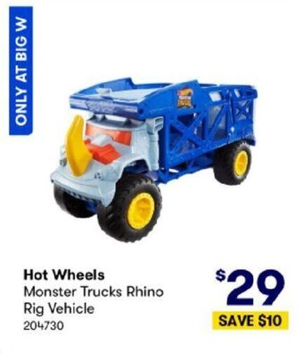 BIG W Hot Wheels Monster Trucks Rhino Rig Vehicle offer