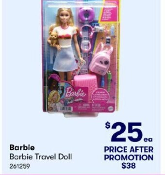 BIG W Barbie Travel Doll offer