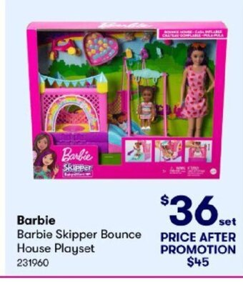 BIG W Barbie Skipper Bounce House Playset offer