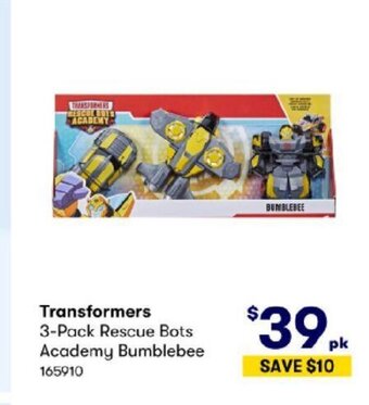 BIG W Transformers 3-pack Rescue Bots Academy Bumblebee offer