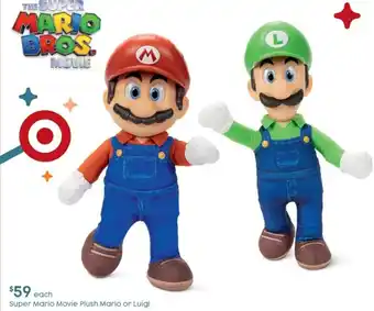 Target Super Mario Movie Plush Mario or Luigi offer