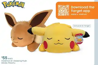 Target Pokémon 18" Sleeping Plush Eevee, Pikachu offer