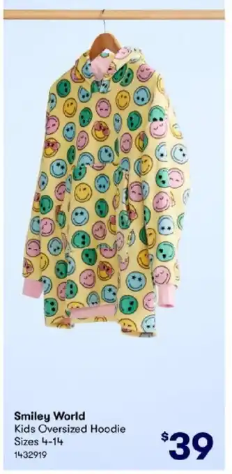BIG W Smiley World Kids Oversized Hoodie Sizes 4-14 offer