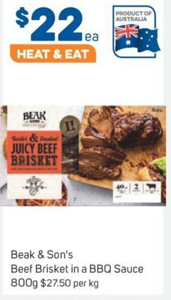 Foodland Beak & Son's Beef Brisket In A BBQ Sauce 800g offer
