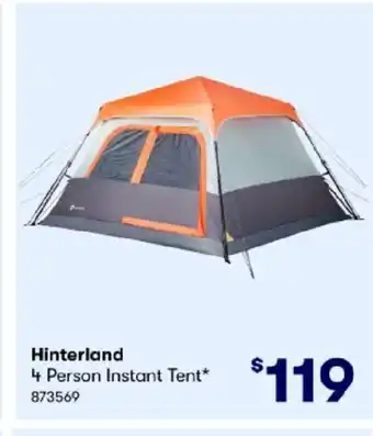 BIG W Hinterland 4 Person Instant Tent offer