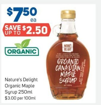 Foodland Nature's Delight Organic Maple Syrup 250ml offer
