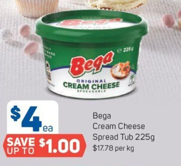 Bega Cream Cheese Spread Tub 225g offer at Foodland