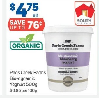 Foodland Paris Creek Farms Bio-Dynamic Yoghurt 500g offer