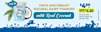 Foodland Brownes Dairy Natural Yoghurt 1kg offer
