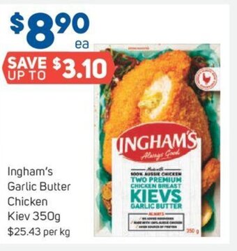 Foodland Ingham's Garlic Butter Chicken Kiev 350g offer