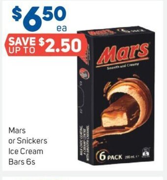 Foodland Mars or Snickers Ice Cream Bars 6s offer