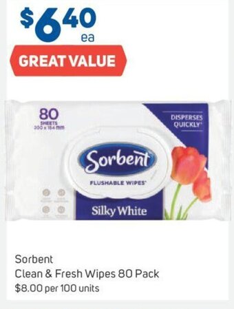 Foodland Sorbent Clean & Fresh Wipes 80 Pack offer