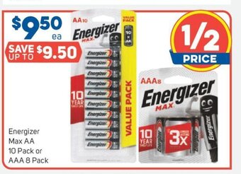 Foodland Energizer Max AA 10 Pack or AAA 8 Pack offer