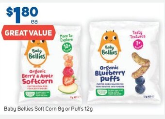 Foodland Baby Bellies Soft Corn 8g or Puffs 12g offer