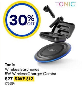 BIG W Tonic Wireless Earphones 5W Wireless Charger Combo offer