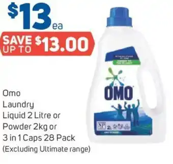 Foodland Omo Laundry Liquid 2 Litre or Powder 2kg or 3 in 1 Caps 28 Pack offer