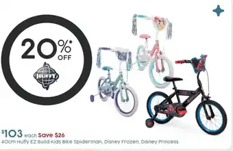Target 40cm Huffy EZ Build Kids Bike Spiderman, Disney Frozen, Disney Princess offer