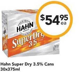 Drakes Hahn super dry 3.5% cans offer