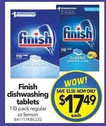 Cheap as Chips Finish dishwashing tablets offer