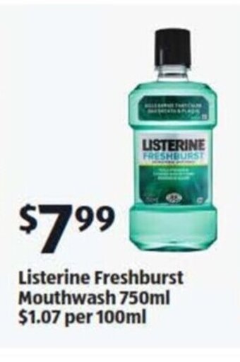 ALDI Listerine Freshburst Mouthwash 750ml offer