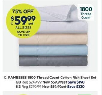 Harris Scarfe Ramesses 1800 Thread Count Cotton Rich Sheet Set offer