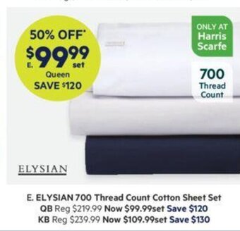 Harris Scarfe Elysian 700 Thread Count Cotton Sheet Set offer