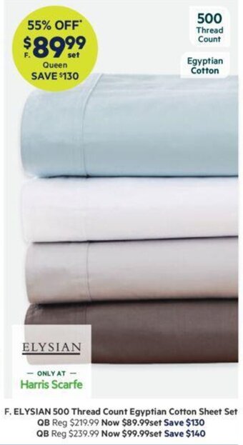 Harris Scarfe Elysian 500 Thread Count Egyptian Cotton Sheet Set offer