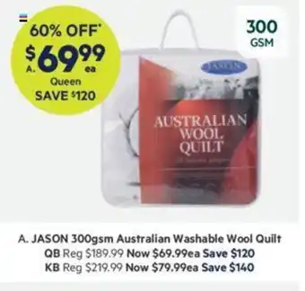 Harris Scarfe Jason 300gsm Australian Washable Wool Quilt offer