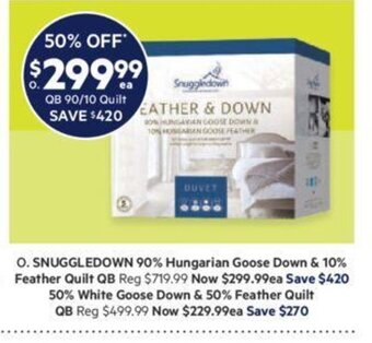 Harris Scarfe Snuggledown 90% Hungarian Goose Down & 10% Feather Quilt QB offer