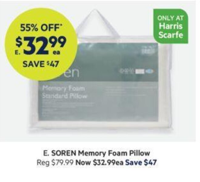 Soren Memory Foam Pillow offer at Harris Scarfe