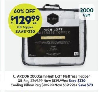 Harris Scarfe Ardor 2000gsm High Loft Mattress Topper QB offer