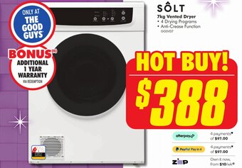 The Good Guys 7kg vented dryer offer