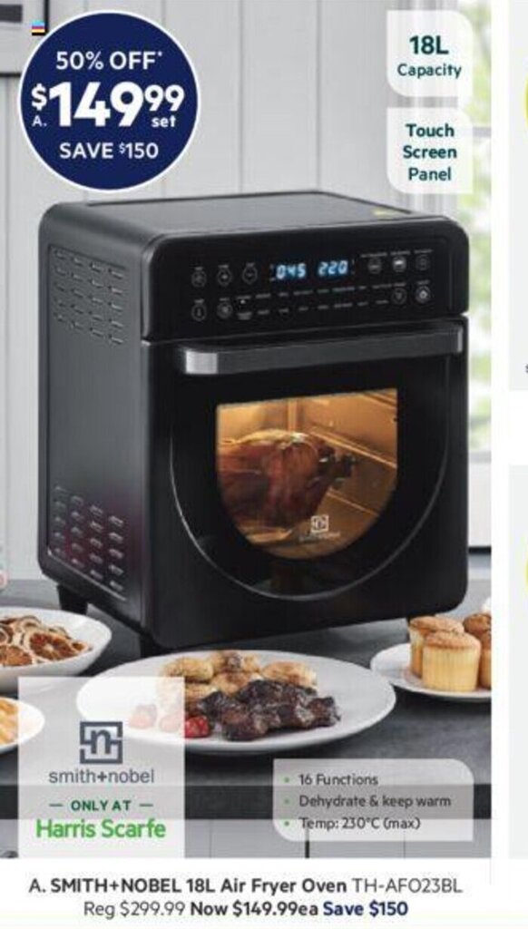 Smith + Nobel 18L Air Fryer Oven offer at Harris Scarfe
