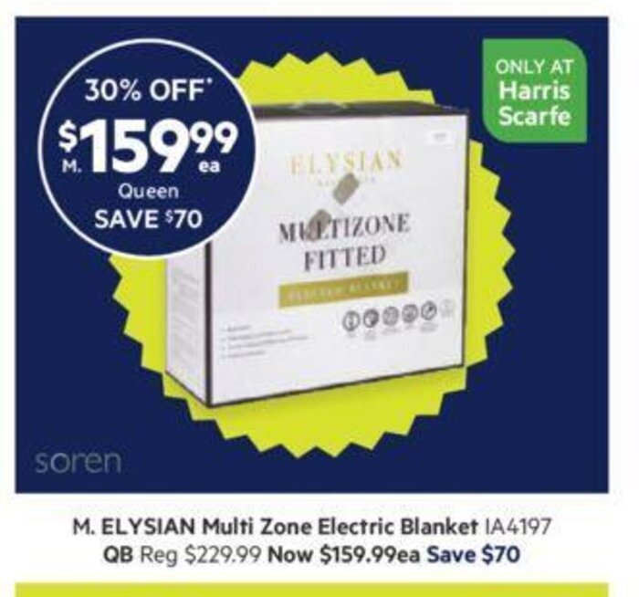 Elysian Multi Zone Electric Blanket offer at Harris Scarfe