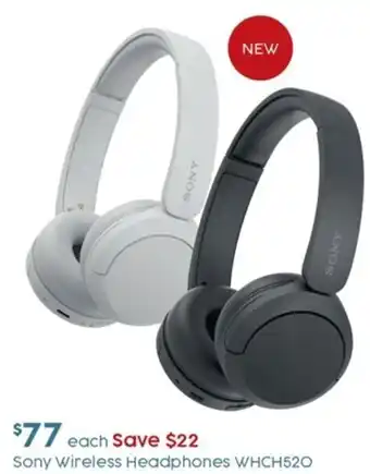 Target Sony Wireless Headphones WHCH520 offer