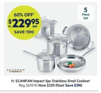 Harris Scarfe Scanpan Impact 5pc Stainless Steel Cookset offer