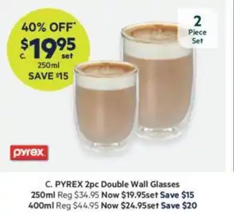 Pyrex 2pc Double Wall Glasses