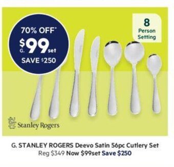 Harris Scarfe Stanley Rogers Deevo Satin 56pc Cutlery Set offer