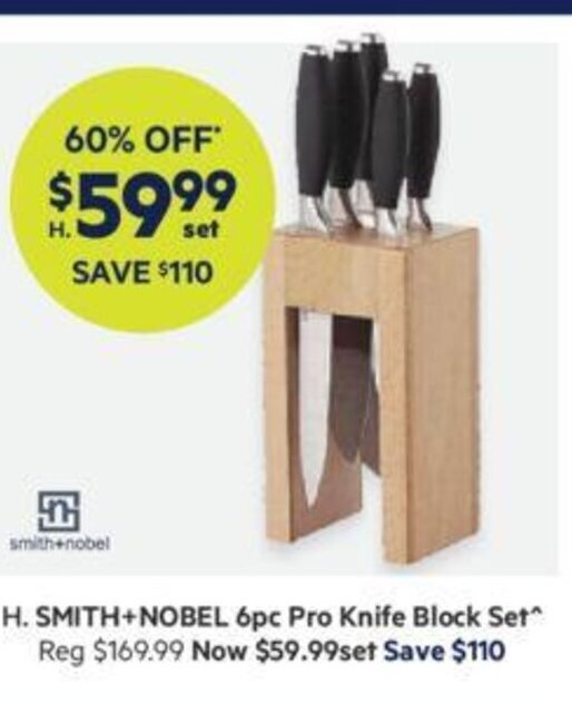 Smith + Nobel 6pc Pro Knife Block Set offer at Harris Scarfe