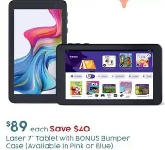 Target Laser 7" Tablet with Bonus Bumper Case (Available in Pink or Blue) offer