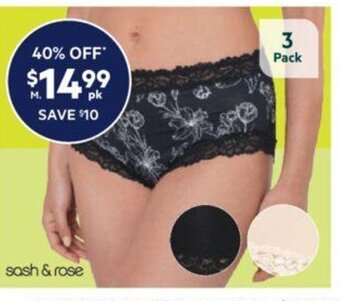 Harris Scarfe Sash & Rose 3pk Micro & Lace Full Brief offer